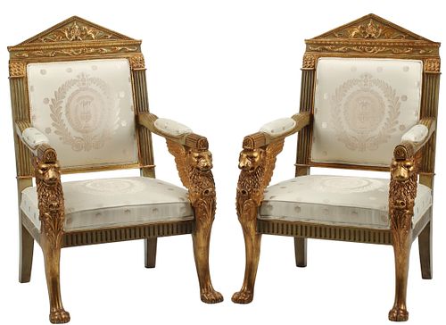 (2) EMPIRE STYLE PARCEL-GILT