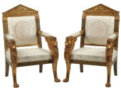 (2) EMPIRE STYLE PARCEL-GILT &