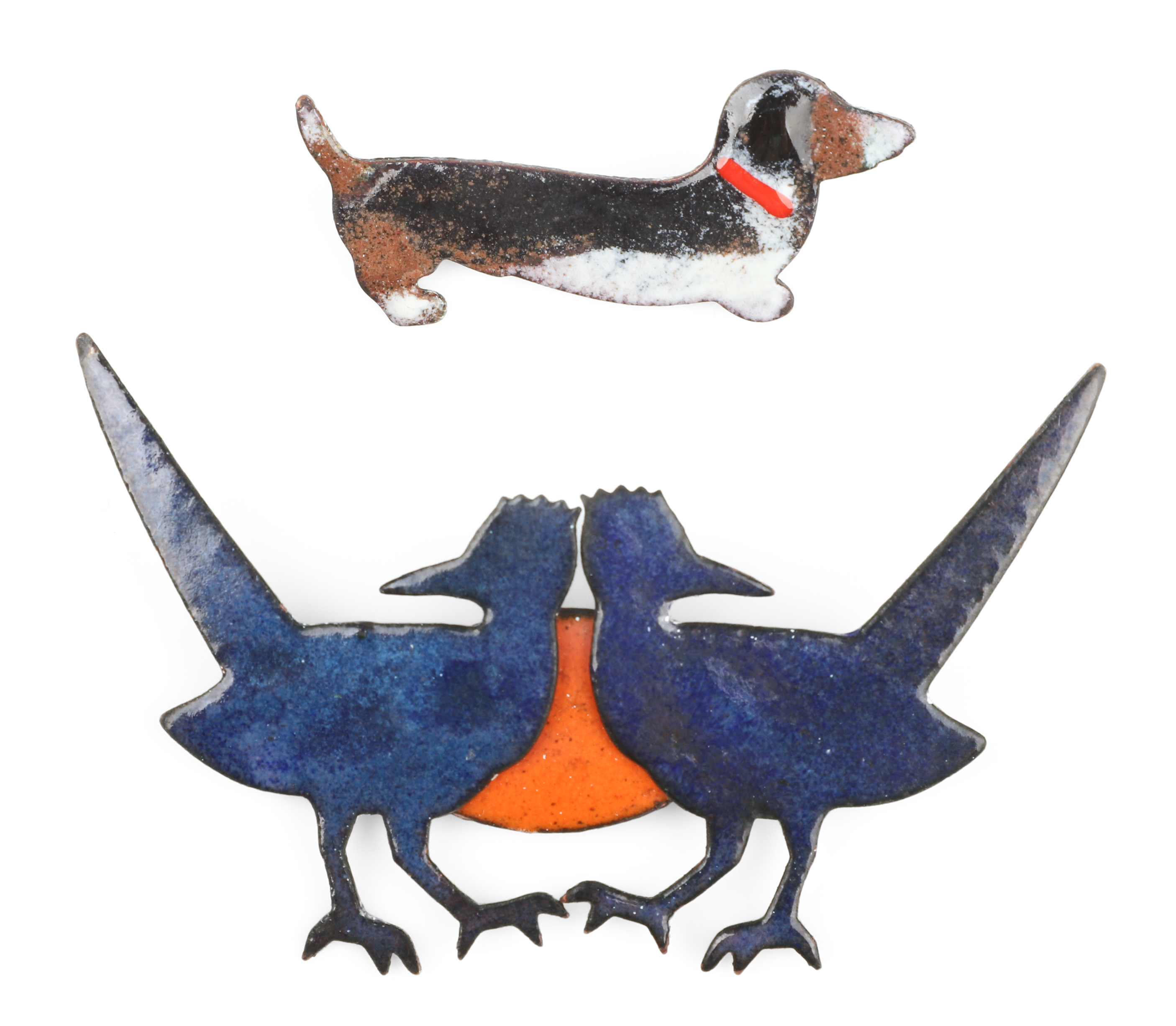 (2) Enamel animal pins, c/o