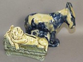 2 ENAMEL POTTERY BANKSca. 1940