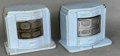 2 ENAMELED IRON STOVE SHAPED B