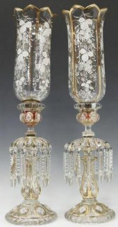 (2) ENAMELED MANTEL LUSTER HUR