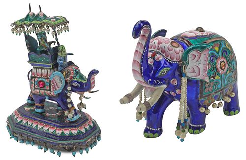 (2) ENAMELED SILVER MODELS OF