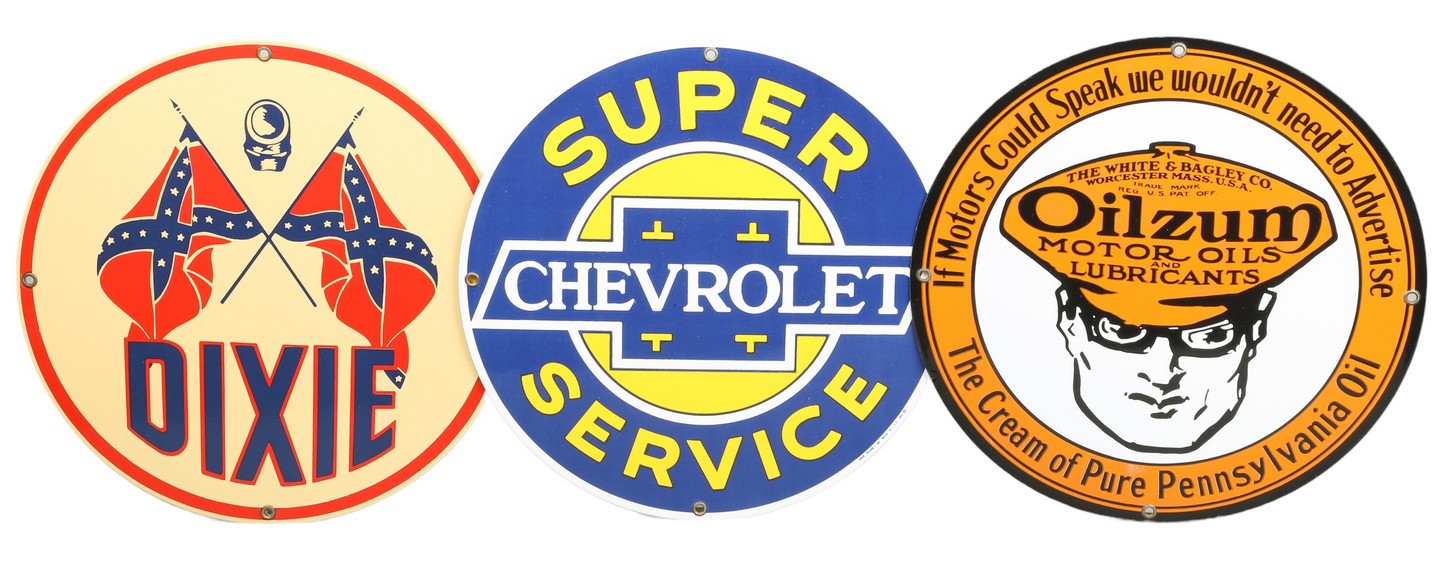 (2) Enameled Steel Advertising