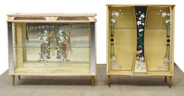 (2) ENGLISH ART DECO STYLE CURIO/