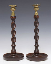 (2) ENGLISH BRASS &AMP; CARVED
