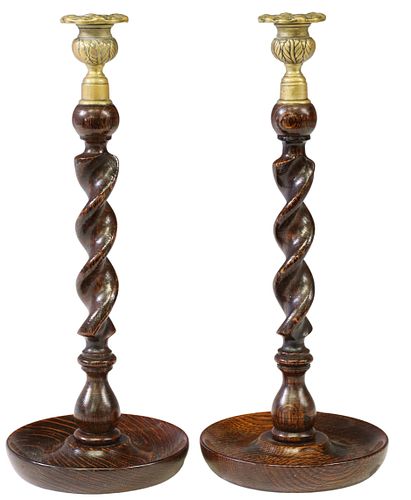 (2) ENGLISH BRASS &AMP; CARVED