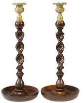 (2) ENGLISH BRASS &AMP; CARVED