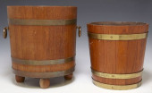 (2) ENGLISH BRASS-BOUND OAK BU