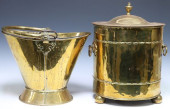 (2) ENGLISH BRASS COAL SCUTTLE