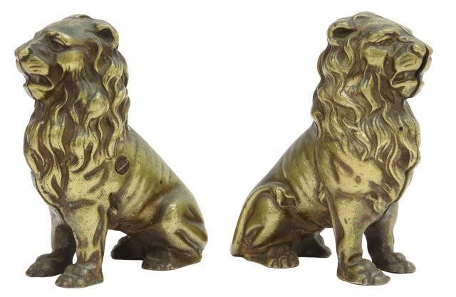(2) ENGLISH BRASS LION COIN