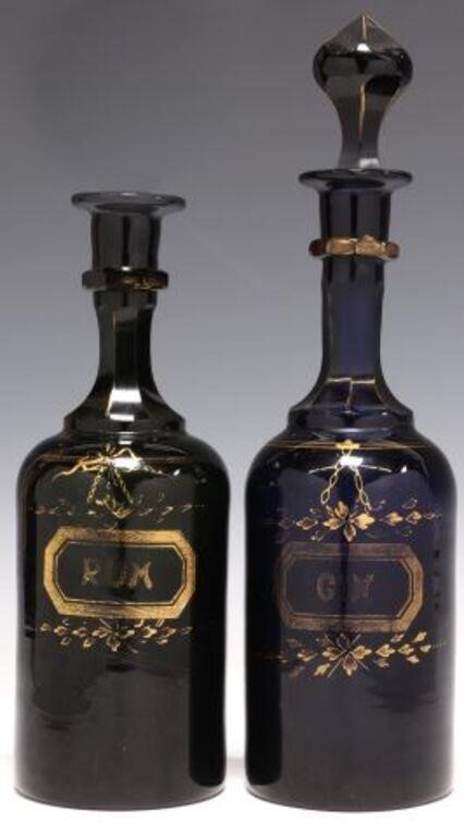 (2) ENGLISH BRISTOL GLASS GIN & RUM