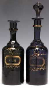 (2) ENGLISH BRISTOL GLASS GIN