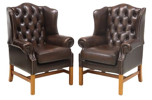 (2) ENGLISH BROWN LEATHER