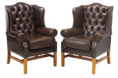 (2) ENGLISH BROWN LEATHER WING