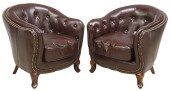 (2) ENGLISH BUTTON-TUFTED BROW