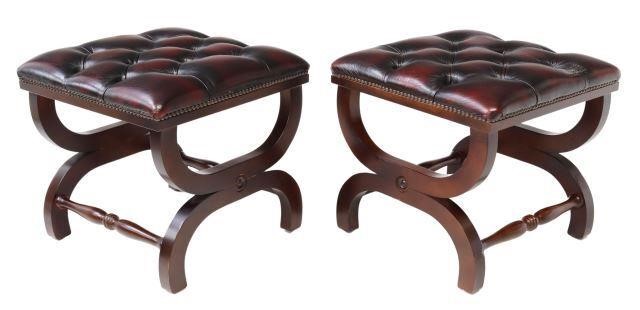 (2) ENGLISH BUTTONED OXBLOOD