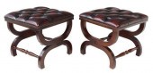 (2) ENGLISH BUTTONED OXBLOOD L