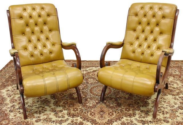 (2) ENGLISH CAMPECHE BUTTONED