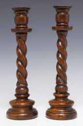 (2) ENGLISH CARVED BARLEY TWIS