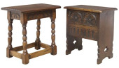 (2) ENGLISH CARVED OAK STOOL &