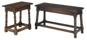 (2) ENGLISH CARVED OAK TABOURE