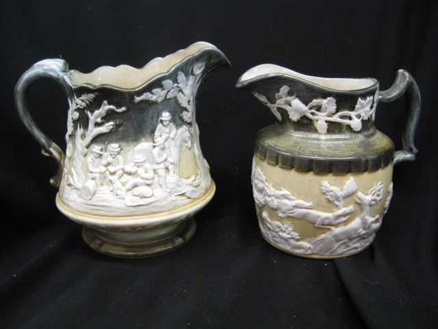 2 English Fox Hunt Pitchers by