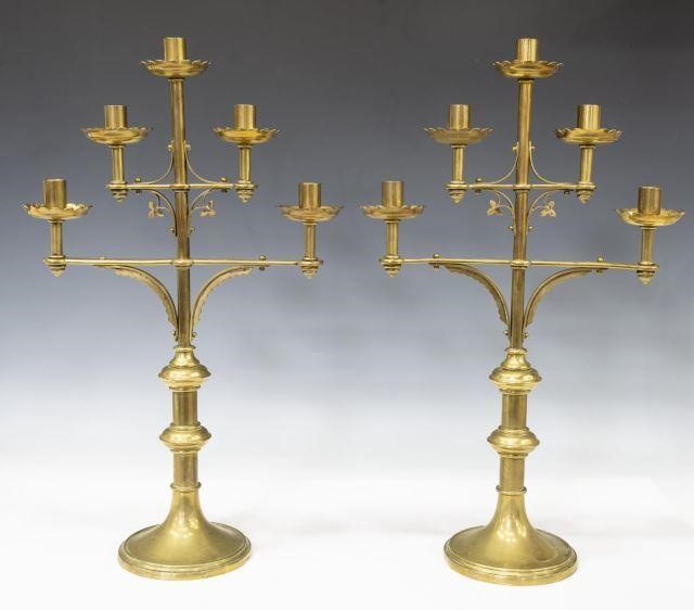 (2) ENGLISH GOTHIC REVIVAL BRASS