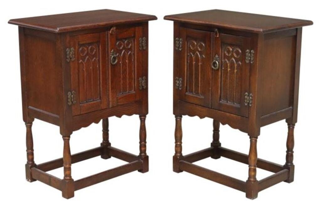 (2) ENGLISH GOTHIC REVIVAL OAK