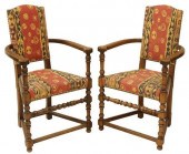 (2) ENGLISH JACOBEAN STYLE OAK