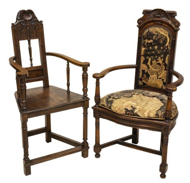 (2) ENGLISH JACOBEAN STYLE WALNUT