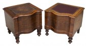(2) ENGLISH LEATHER-TOP MAHOGA