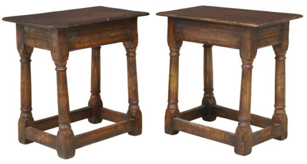 (2) ENGLISH OAK TABORETS/ STOOLS ON