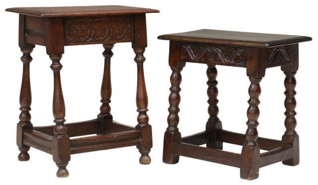 (2) ENGLISH OAK TABORETS/ STOOLS ON