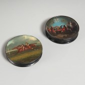 (2) ENGLISH PAINTED PAPIER-MAC