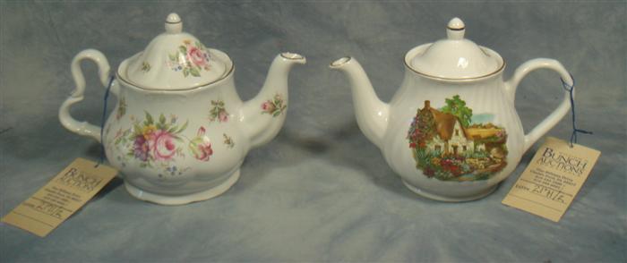 2 English porcelain teapots,