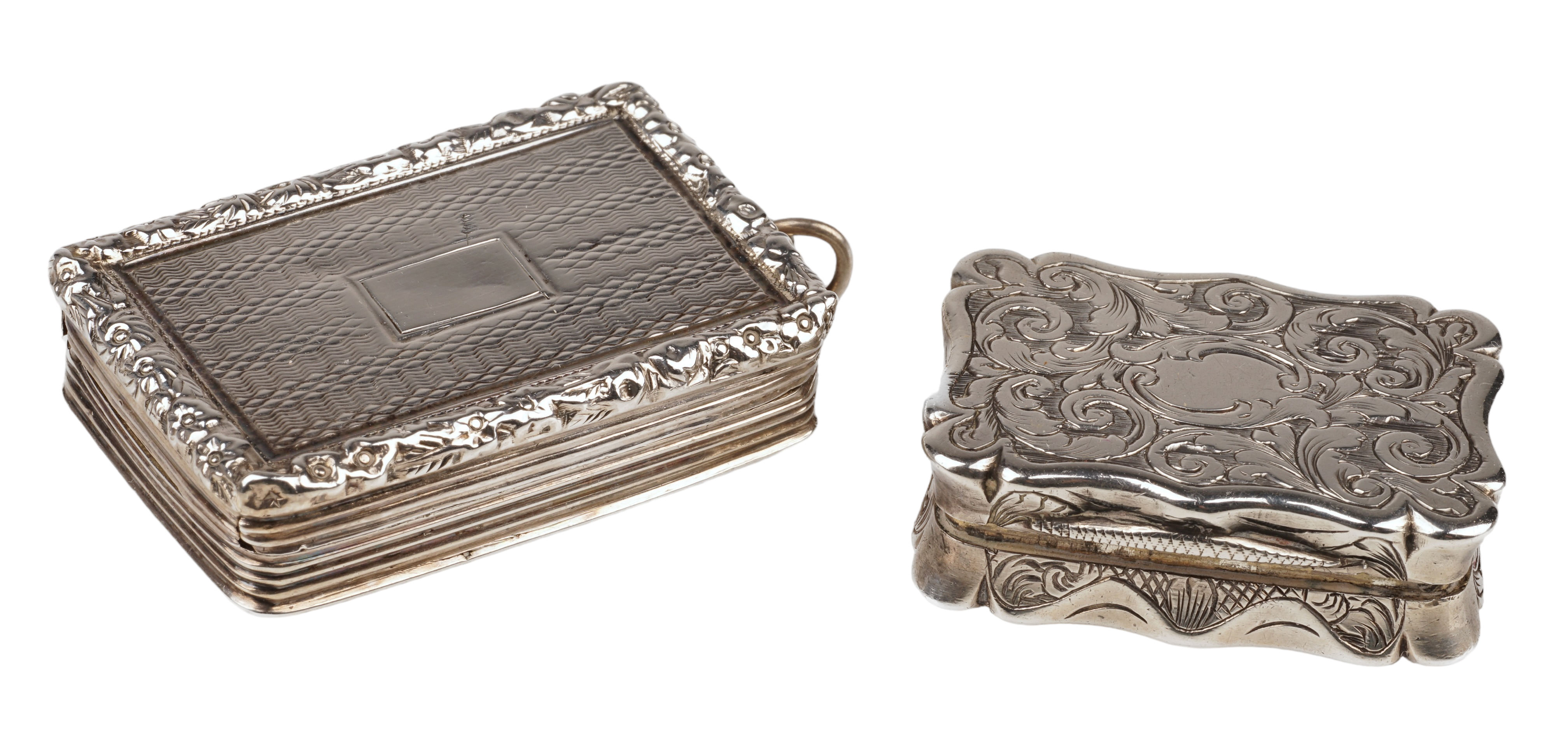 (2) English silver vinaigrettes,