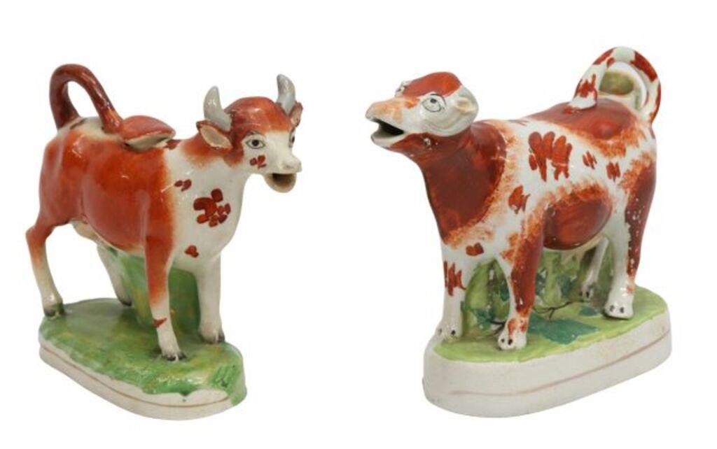 (2) ENGLISH STAFFORDSHIRE COW