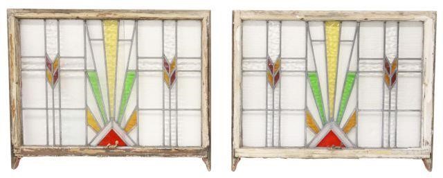 (2) ENGLISH STAINED & LEADED