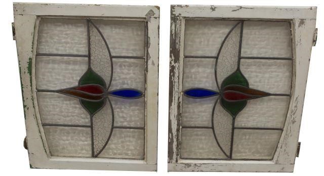 (2) ENGLISH STAINED & LEADED