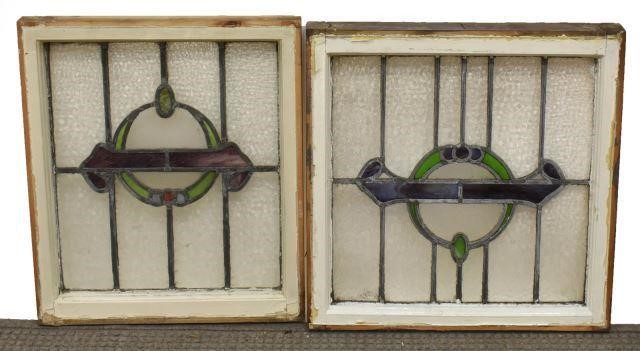 (2) ENGLISH STAINED & LEADED