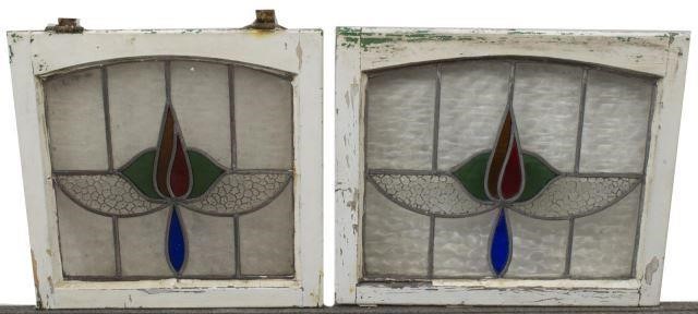 (2) ENGLISH STAINED & LEADED