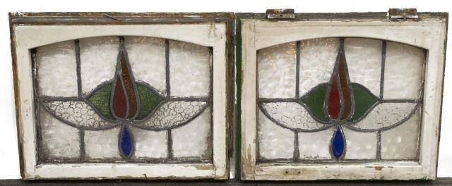 (2) ENGLISH STAINED & LEADED