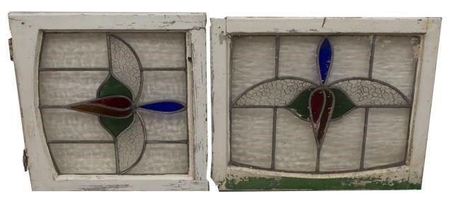(2) ENGLISH STAINED & LEADED