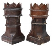 (2) ENGLISH TERRACOTTA TURRET-
