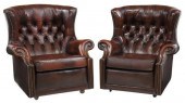 (2) ENGLISH TUFTED LEATHER WIN