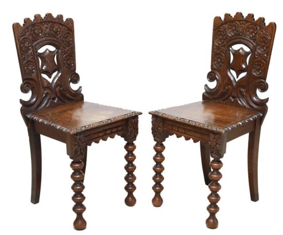 (2) ENGLISH VICTORIAN CARVED OAK