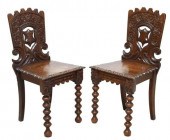 (2) ENGLISH VICTORIAN CARVED O