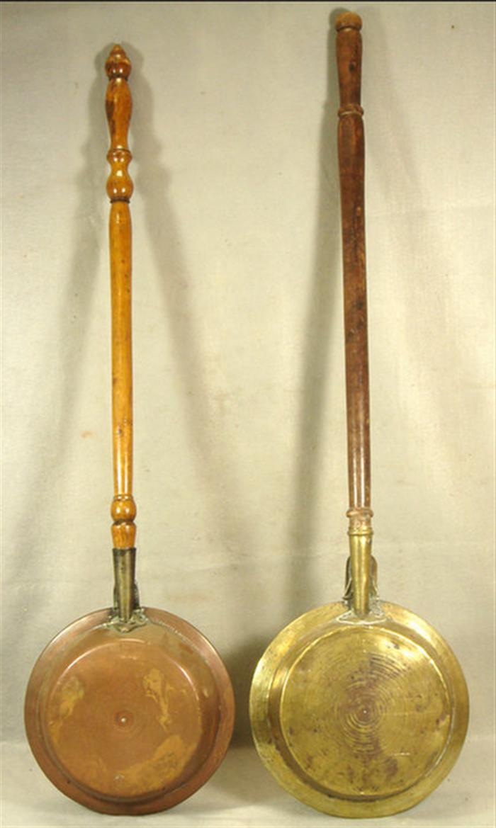 2 engraved brass & copper bed