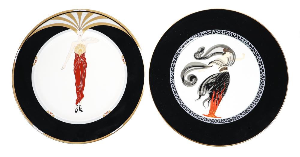 2 ERTE PORCELAIN PLATES LE SOLEIL &